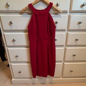 Black Halo Vibrant Red Midi Dress